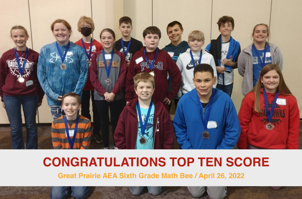 2022 Math Bee Top Ten