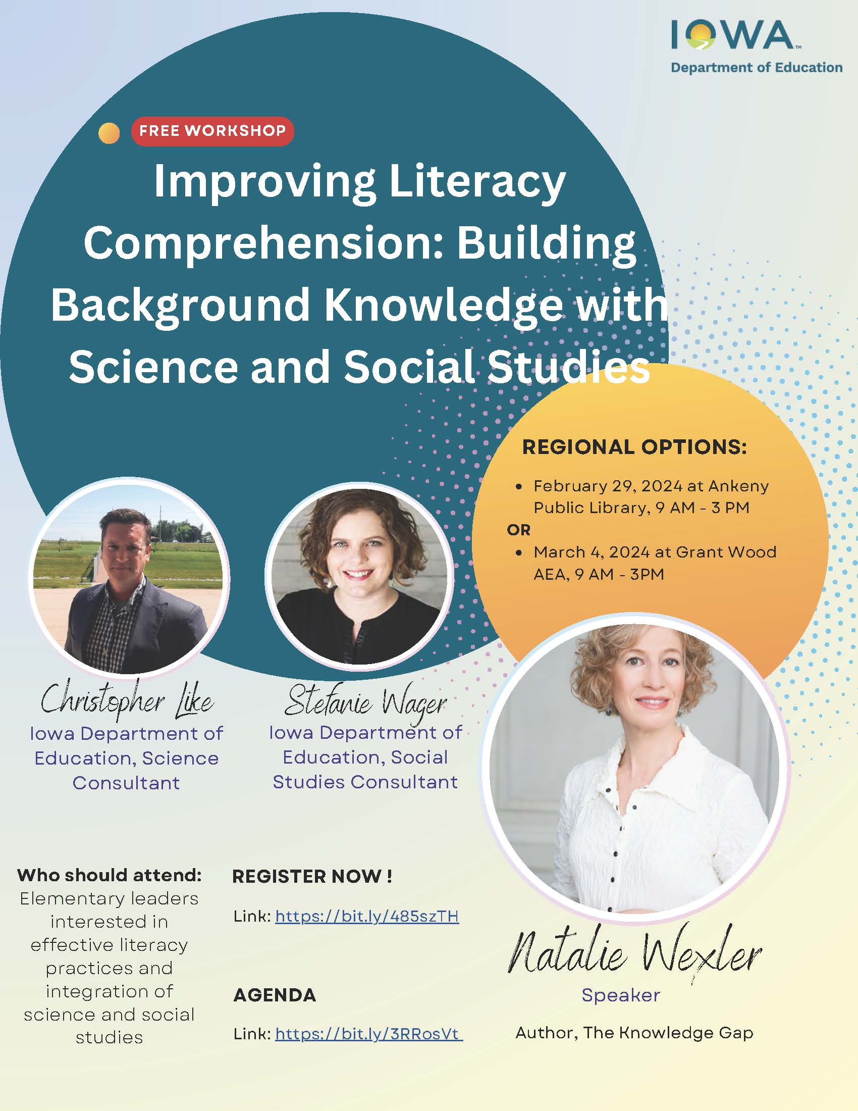 Flyer Improving Literacy Comprehension Building Background Knowledge with Science and Social Studies Workshop