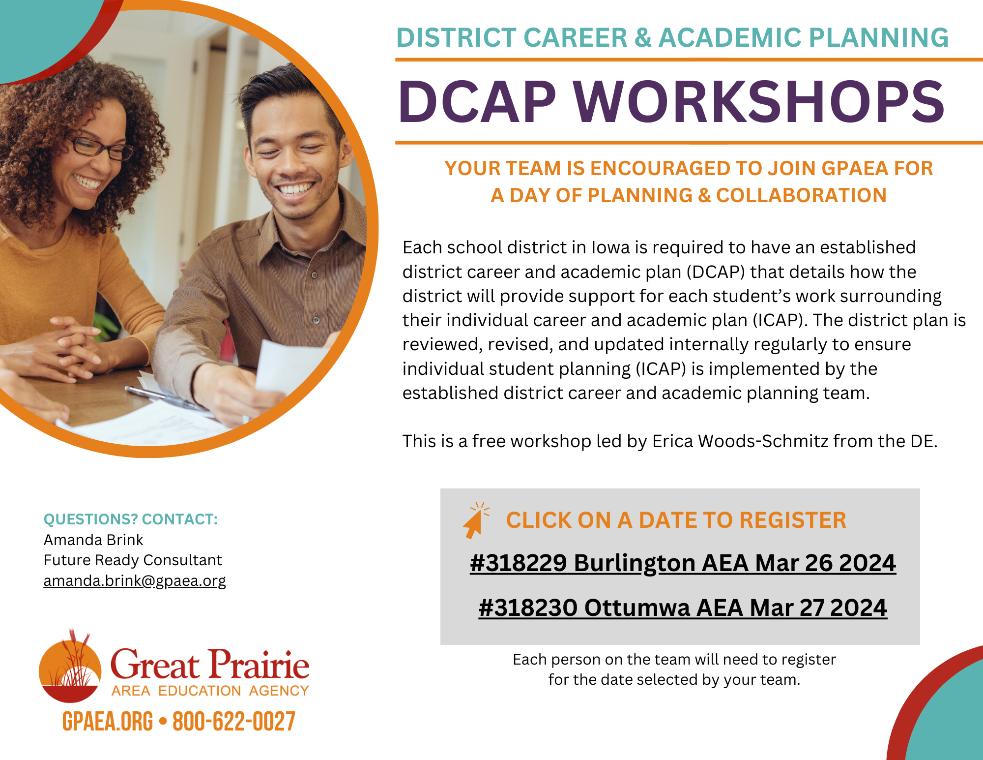 DCAP Workshops March 26 & 27